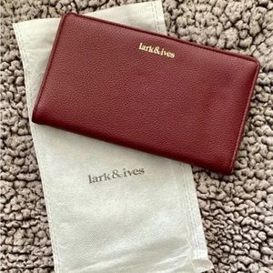 Lark & Ives Bifold Wallet, Faux Leather, Maroon